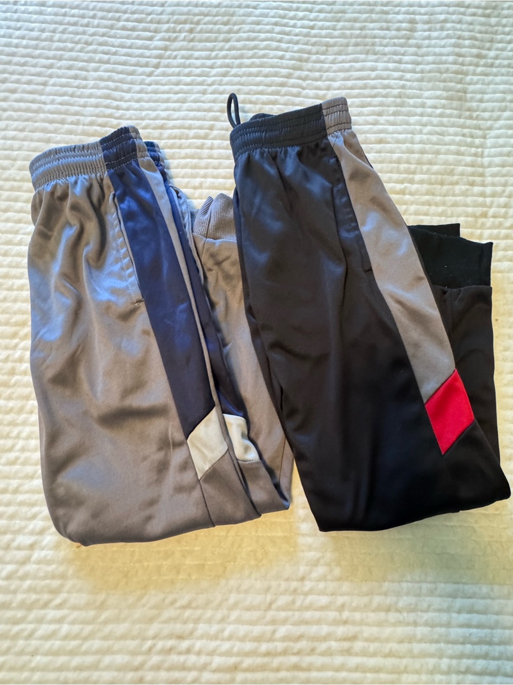 Essentials Kids Colorblock Sweatpants in Gray, Black & Red Accent